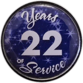 22 Years Silver and Blue Stars Years of Service Pin, Choose Post/Clutch or Magnet Back - awardshere.com