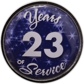23 Years Silver and Blue Stars Years of Service Pin, Choose Post/Clutch or Magnet Back