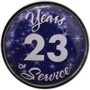 23 Years Silver and Blue Stars Years of Service Pin, Choose Post/Clutch or Magnet Back - awardshere.com