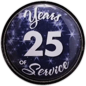25 Years Silver and Blue Stars Years of Service Pin, Choose Post/Clutch or Magnet Back - awardshere.com
