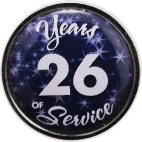 26 Years Silver and Blue Stars Years of Service Pin, Choose Post/Clutch or Magnet Back - awardshere.com