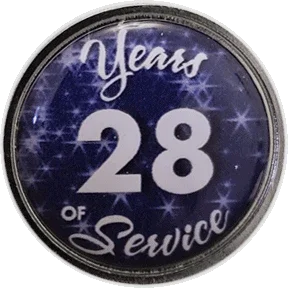 28 Years Silver and Blue Stars Years of Service Pin, Choose Post/Clutch or Magnet Back - awardshere.com