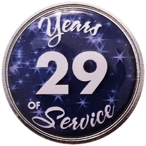 29 Years Silver and Blue Stars Years of Service Pin, Choose Post/Clutch or Magnet Back - awardshere.com