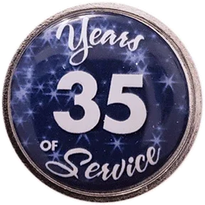 35 Years Silver and Blue Stars Years of Service Pin, Choose Post/Clutch or Magnet Back - awardshere.com