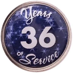 36 Years Silver and Blue Stars Years of Service Pin, Choose Post/Clutch or Magnet Back - awardshere.com