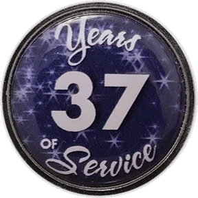 37 Years Silver and Blue Stars Years of Service Pin, Choose Post/Clutch or Magnet Back - awardshere.com