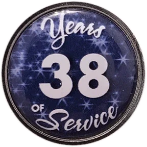 38 Years Silver and Blue Stars Years of Service Pin, Choose Post/Clutch or Magnet Back - awardshere.com