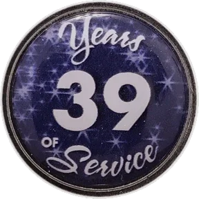 39 Years Silver and Blue Stars Years of Service Pin, Choose Post/Clutch or Magnet Back - awardshere.com