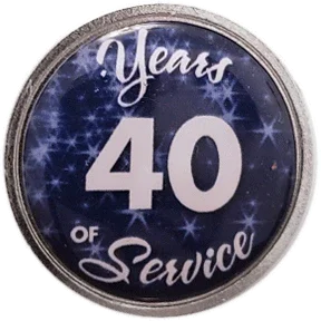 40 Years Silver and Blue Stars Years of Service Pin, Choose Post/Clutch or Magnet Back - awardshere.com