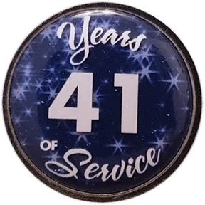 41 Years Silver and Blue Stars Years of Service Pin, Choose Post/Clutch or Magnet Back - awardshere.com