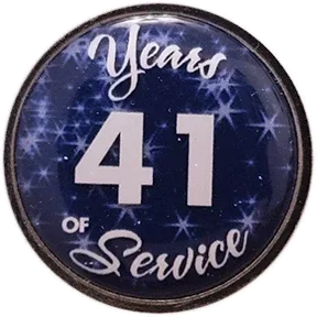 41 Years Silver and Blue Stars Years of Service Pin, Choose Post/Clutch or Magnet Back - awardshere.com