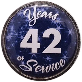 42 Years Silver and Blue Stars Years of Service Pin, Choose Post/Clutch or Magnet Back - awardshere.com