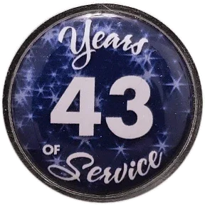 43 Years Silver and Blue Stars Years of Service Pin, Choose Post/Clutch or Magnet Back - awardshere.com
