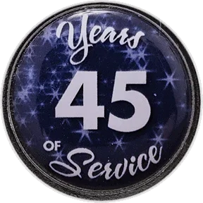 45 Years Silver and Blue Stars Years of Service Pin, Choose Post/Clutch or Magnet Back - awardshere.com