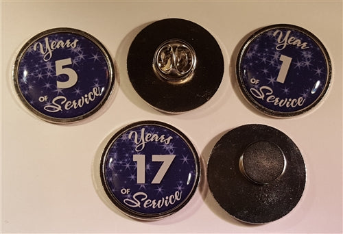 Silver & Blue Stars Years of Service Pins | 1-55 years