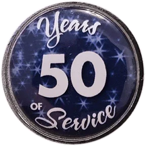 50 Years Silver and Blue Stars Years of Service Pin, Choose Post/Clutch or Magnet Back - awardshere.com