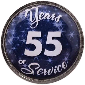 55 Years Silver and Blue Stars Years of Service Pin, Choose Post/Clutch or Magnet Back - awardshere.com