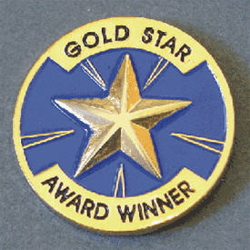 Gold Star Award Winner Pin - awardshere.com
