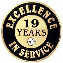 19 Years of Service Pin with Stone