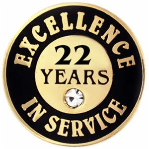 22 Years of Service Pin with Stone