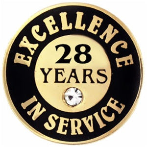 28 Years of Service Pin with Stone