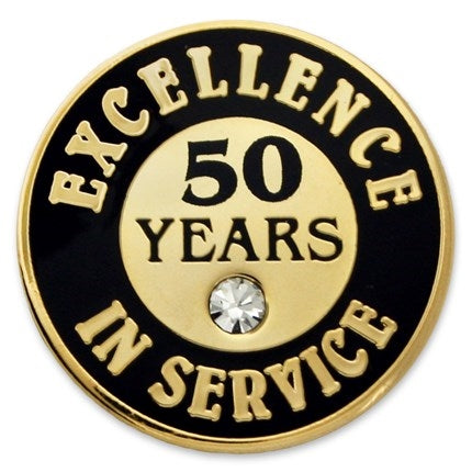 50 Years of Service Pin with Stone