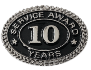Silver 10 Years Service Award Pin