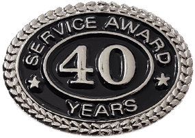 Silver 40 Years Service Award Pin