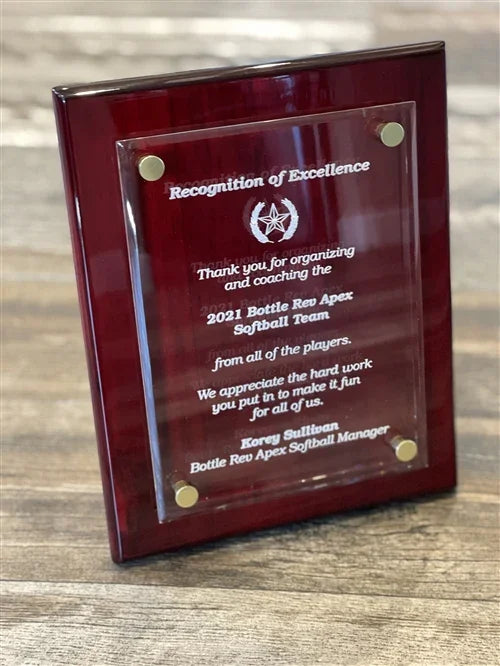 Rosewood Piano Finish Floating Acrylic Plaque - awardshere.com