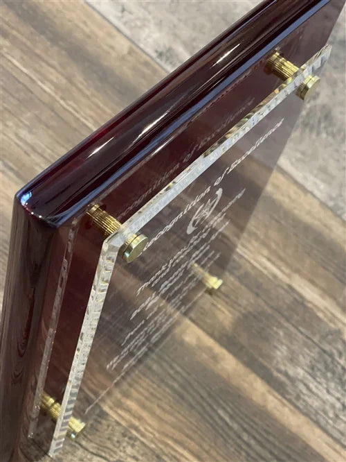 Rosewood Piano Finish Floating Acrylic Plaque - awardshere.com