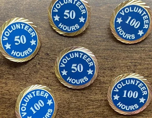 Volunteer Hours Lapel Pin Round - awardshere.com
