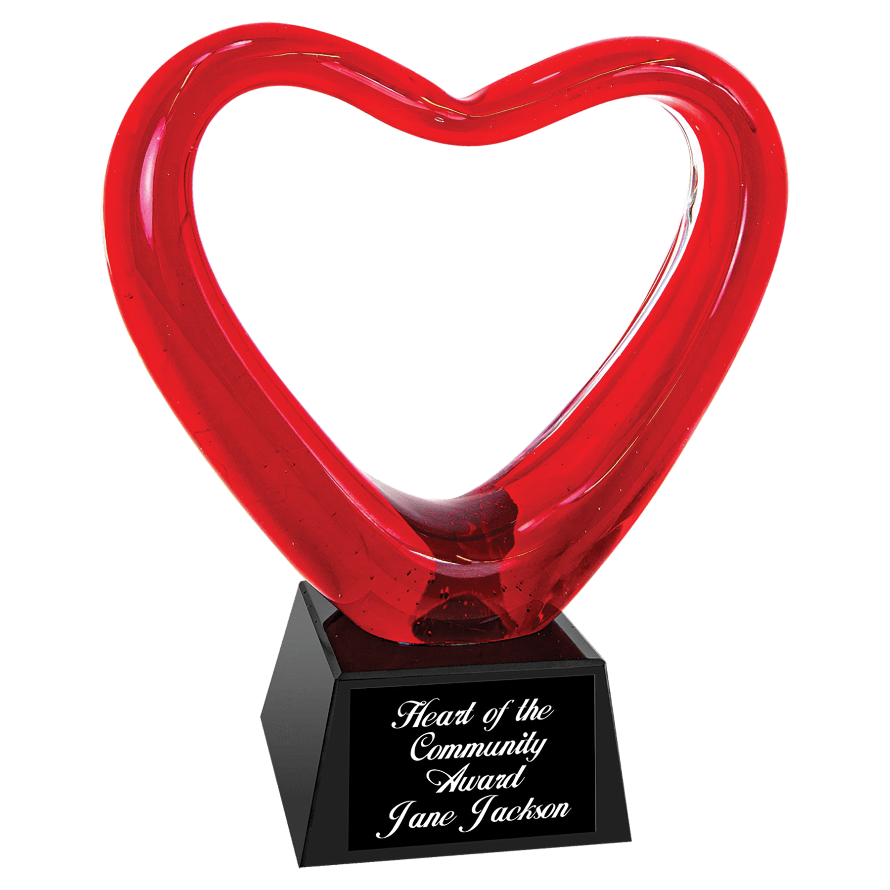 Heart Art Glass with Black Base