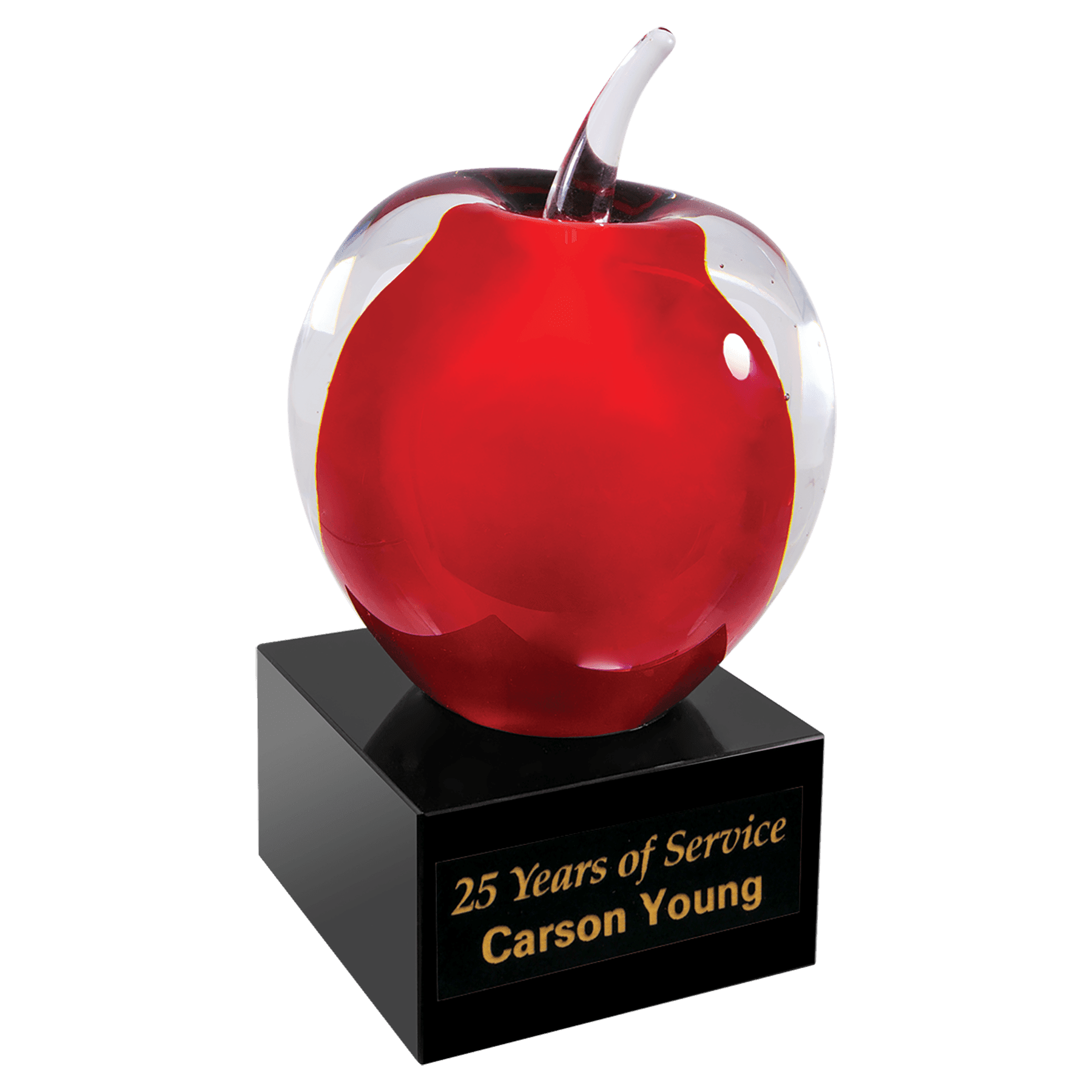 Glass Apple with Black Base