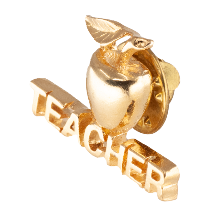 Gold Apple Teacher Pin