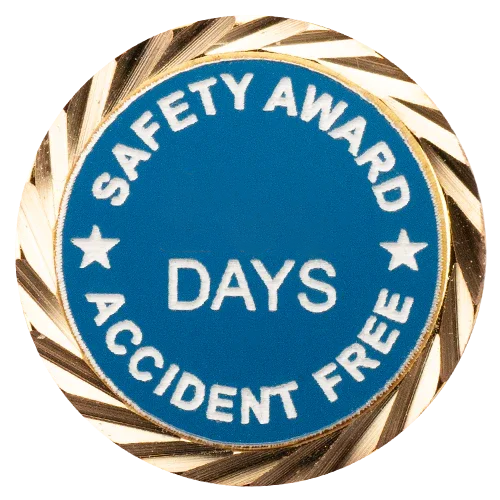 Safety Award Pin, Accident Free Pin with your choice of days