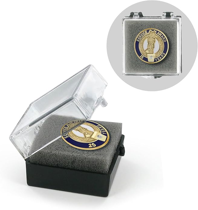 25 Year Crystal Award Pin with Presentation Box