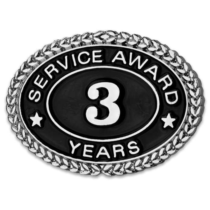 Silver 3 Years Service Award Pin