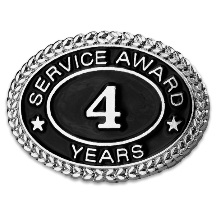 Silver 4 Years Service Award Pin