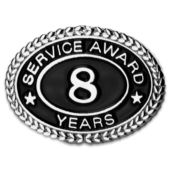 Silver 8 Years Service Award Pin