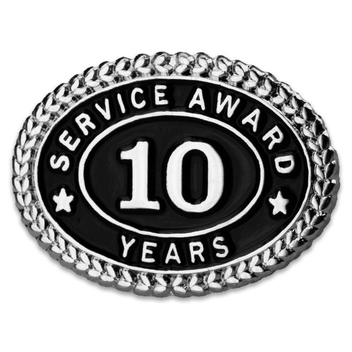 Silver 10 Years Service Award Pin