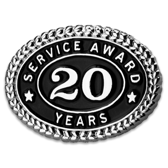 Silver 20 Years Service Award Pin