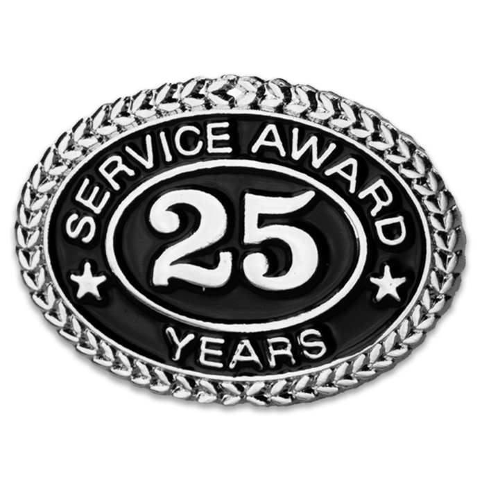 Silver 25 Years Service Award Pin