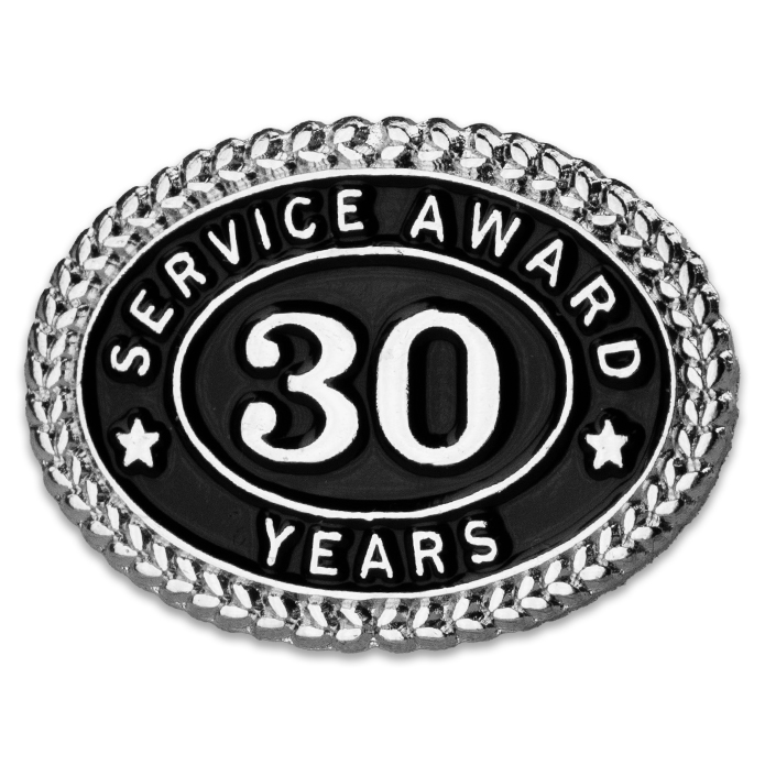 Silver 30 Years Service Award Pin