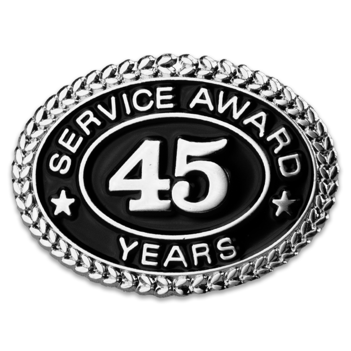 Silver 45 Years Service Award Pin