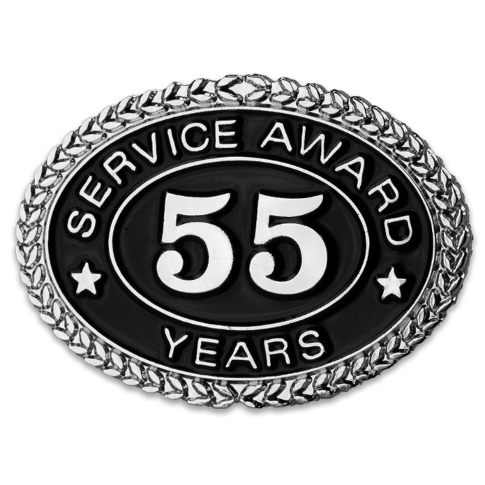 Silver 55 Years Service Award Pin