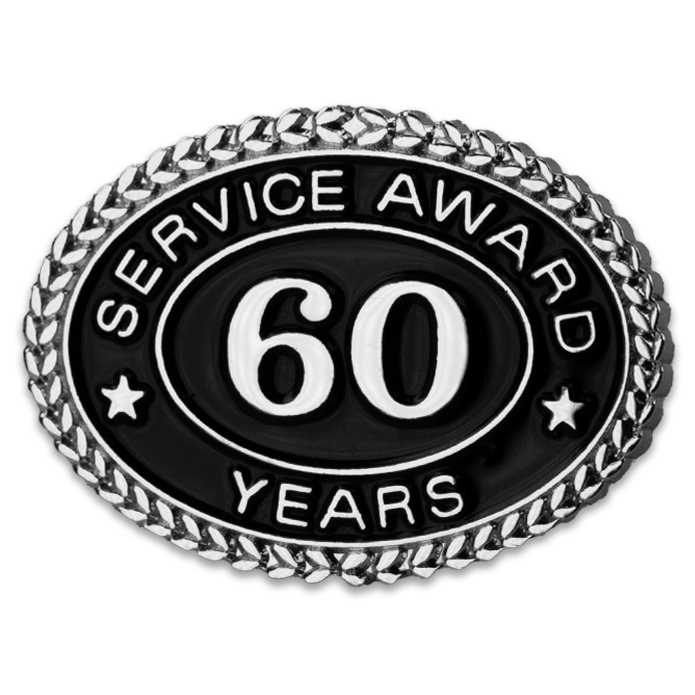 Silver 60 Years Service Award Pin