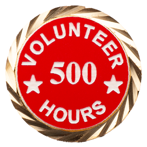 Volunteer Hours Lapel Pin Round