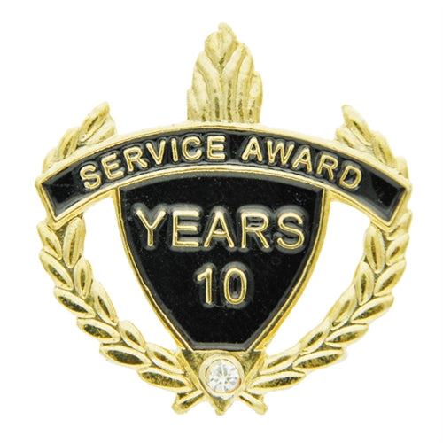 10 Year Rhinestone Service Pin