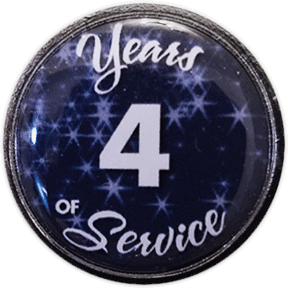 4 Years Silver and Blue Stars Years of Service Pin, Choose Post/Clutch or Magnet Back