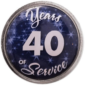 40 Years Silver and Blue Stars Years of Service Pin, Choose Post/Clutch or Magnet Back